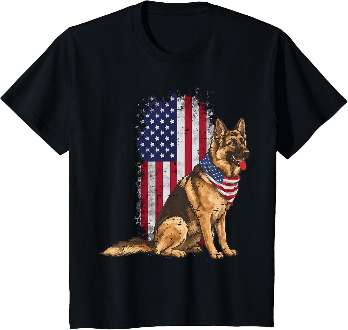 4th of July Dog German Shepherd USA K9 Men Women Kids T-Shirt - Black