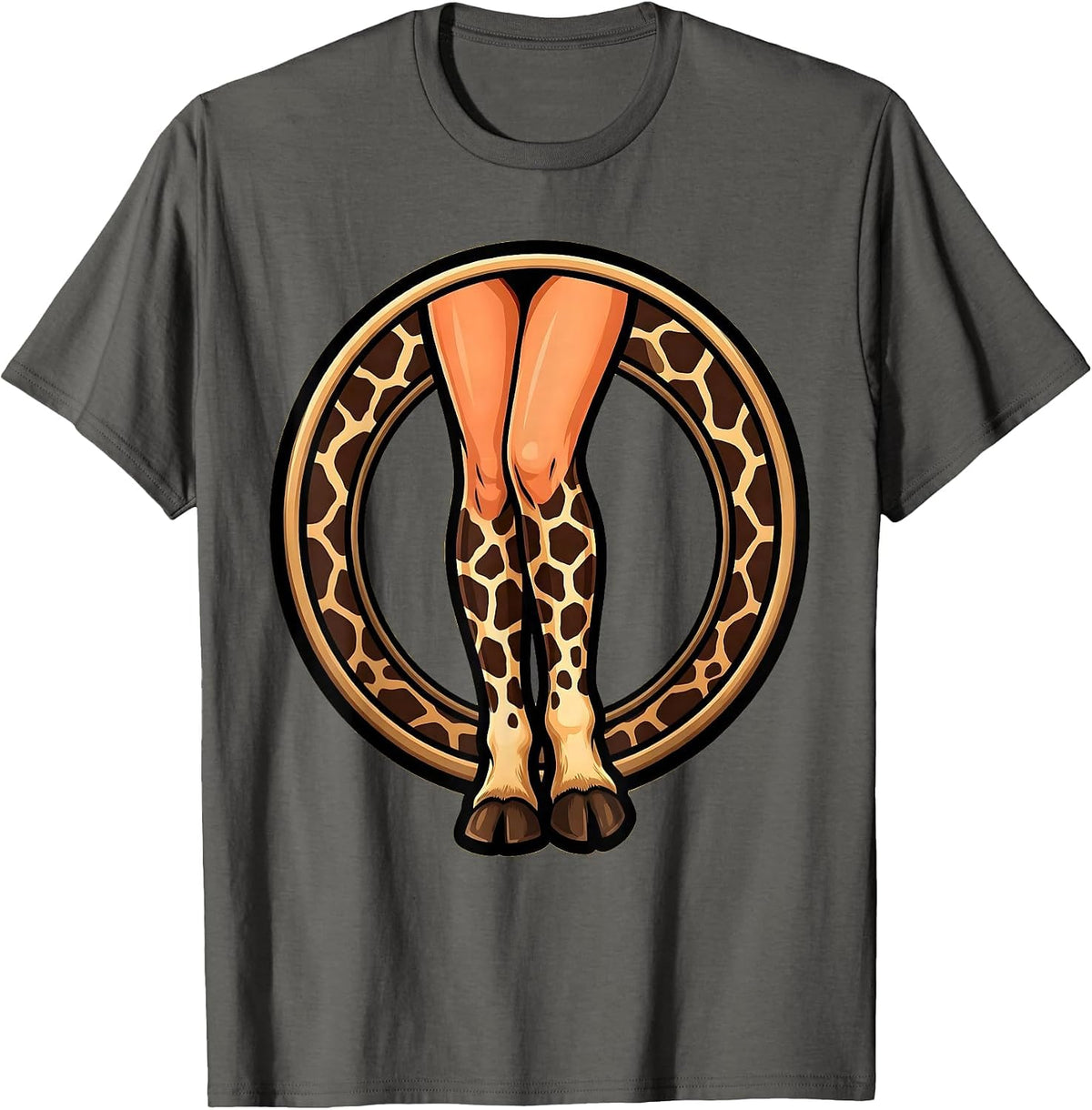 Men's Giraffe Pattern Legs Animal Print Transformation T-Shirt - Asphalt Grey