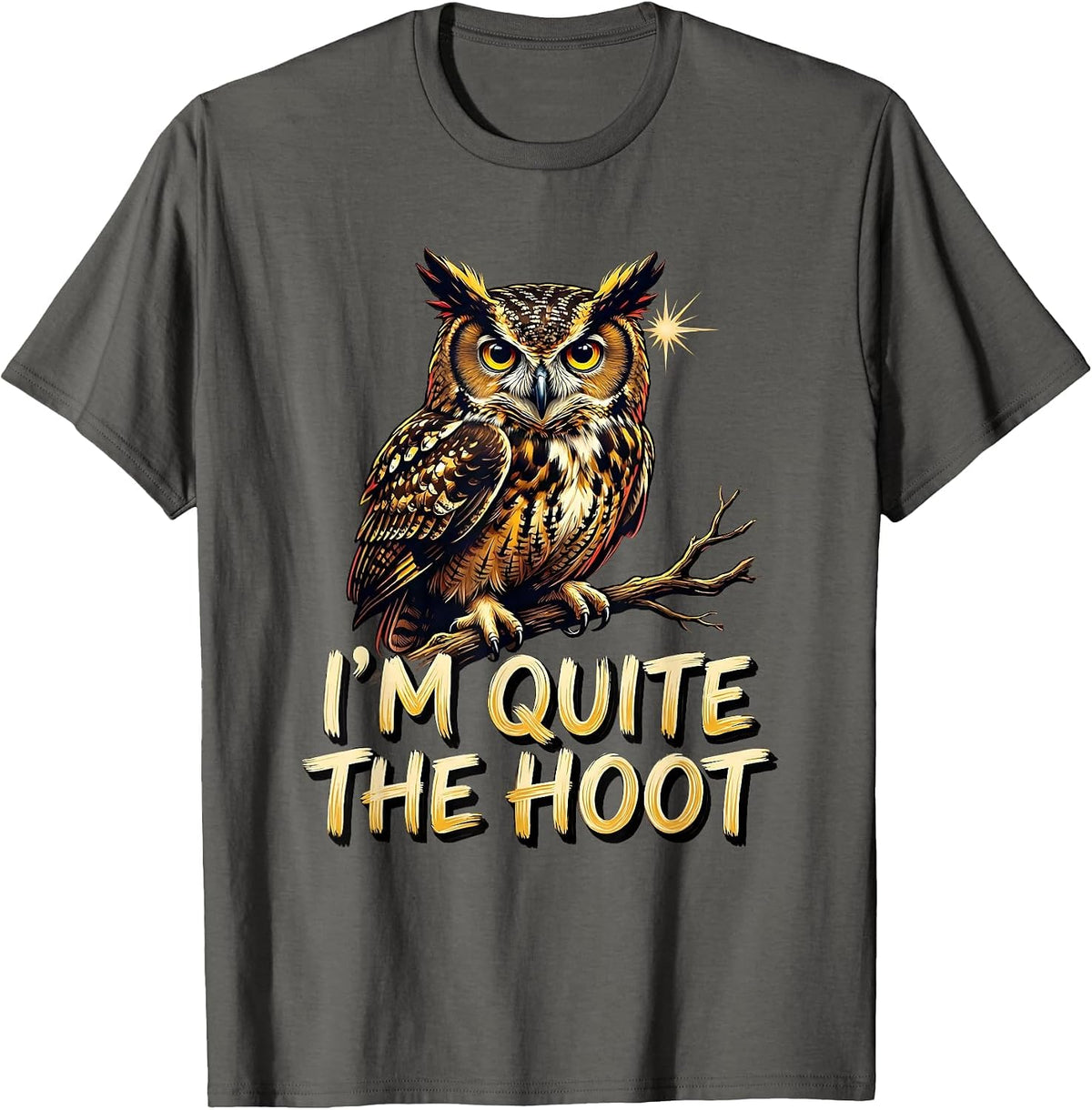 Men's I'm Quite The Hoot Funny Owl Bird Lover Retro Vintage T-Shirt - Asphalt Grey