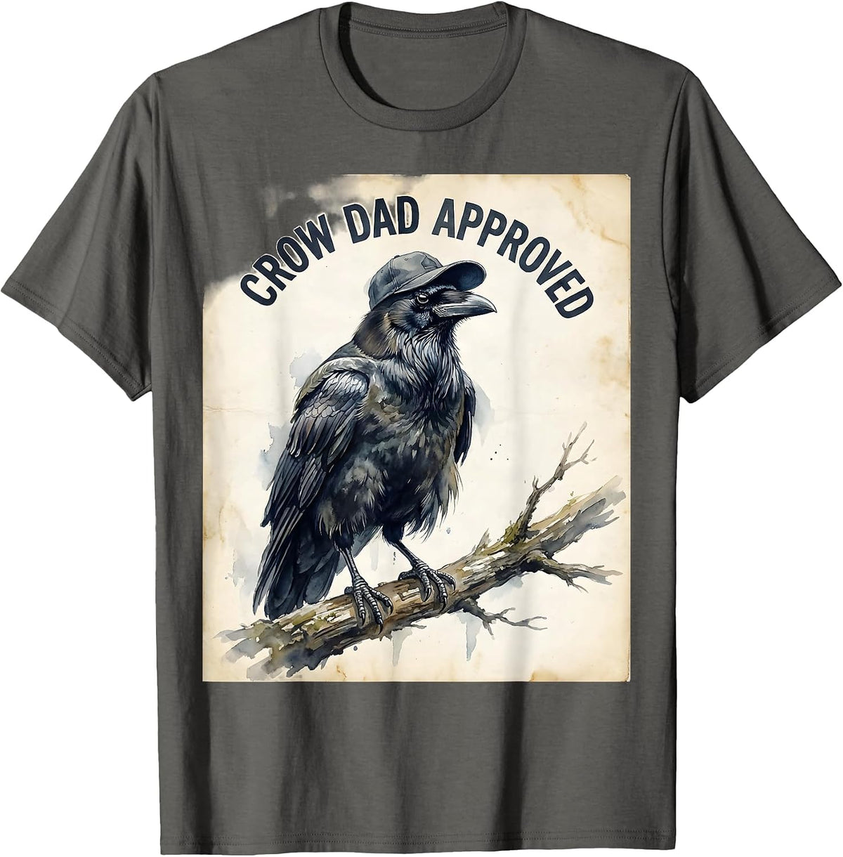 Men's Crow Dad Approved Funny Bird Lover Design T-Shirt - Asphalt Grey