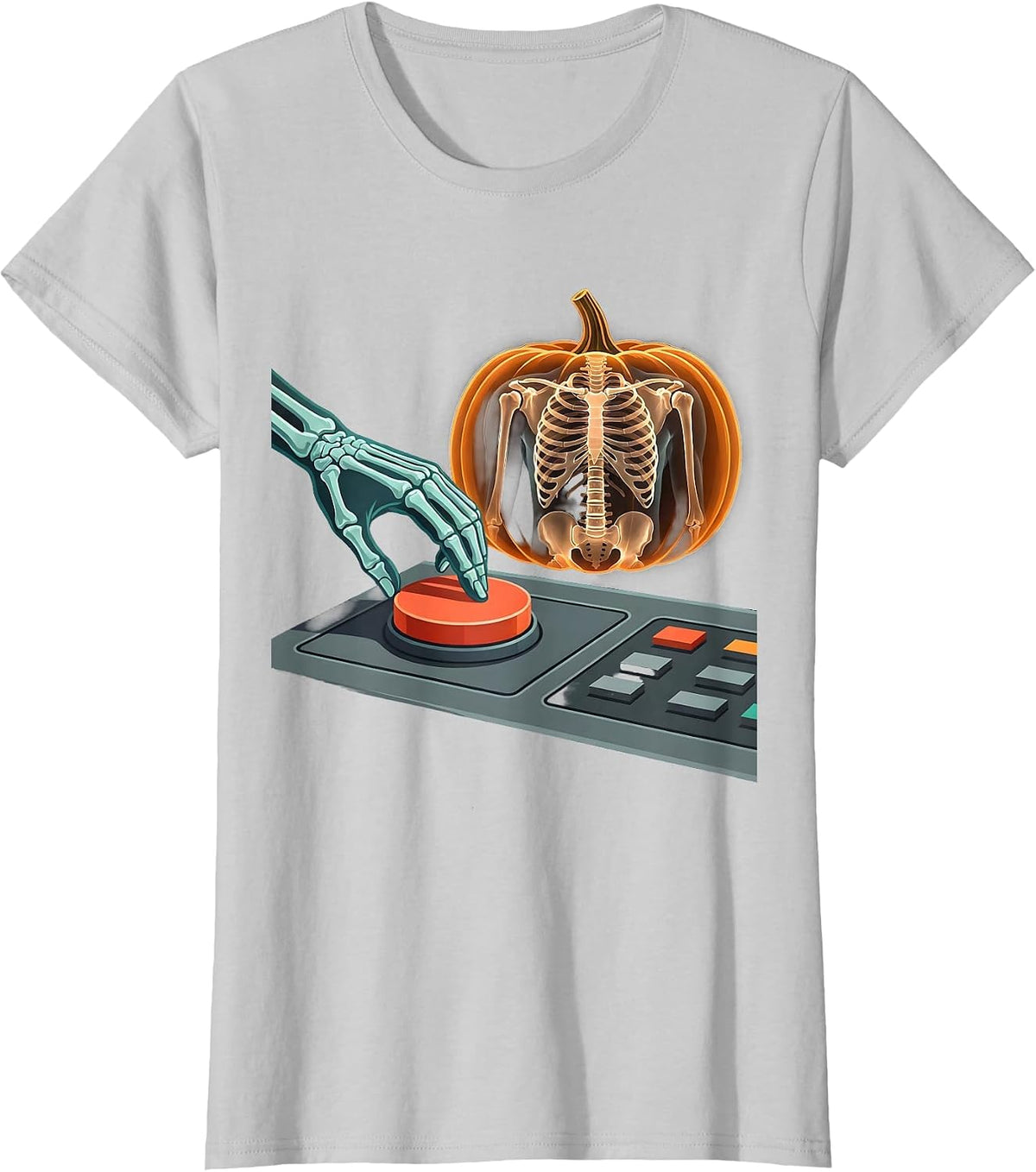 Imaging Console Skeleton Hand Halloween Radiology Tech T-Shirt - Silver Grey