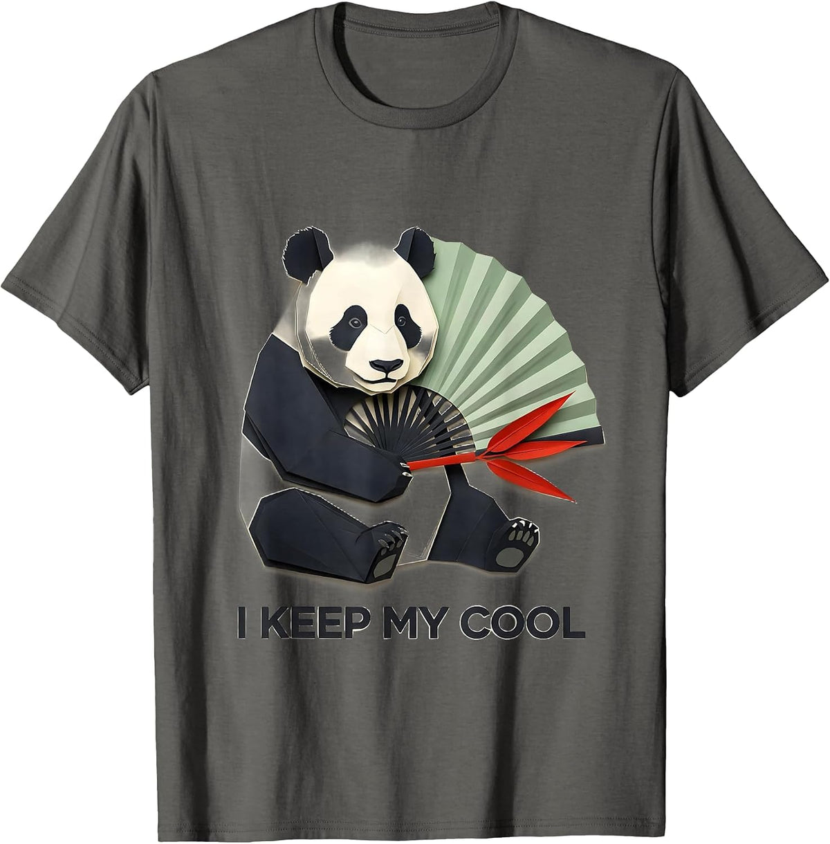 I Keep My Cool Funny Panda Animal Lover Cute Novelty T-Shirt - Asphalt Grey