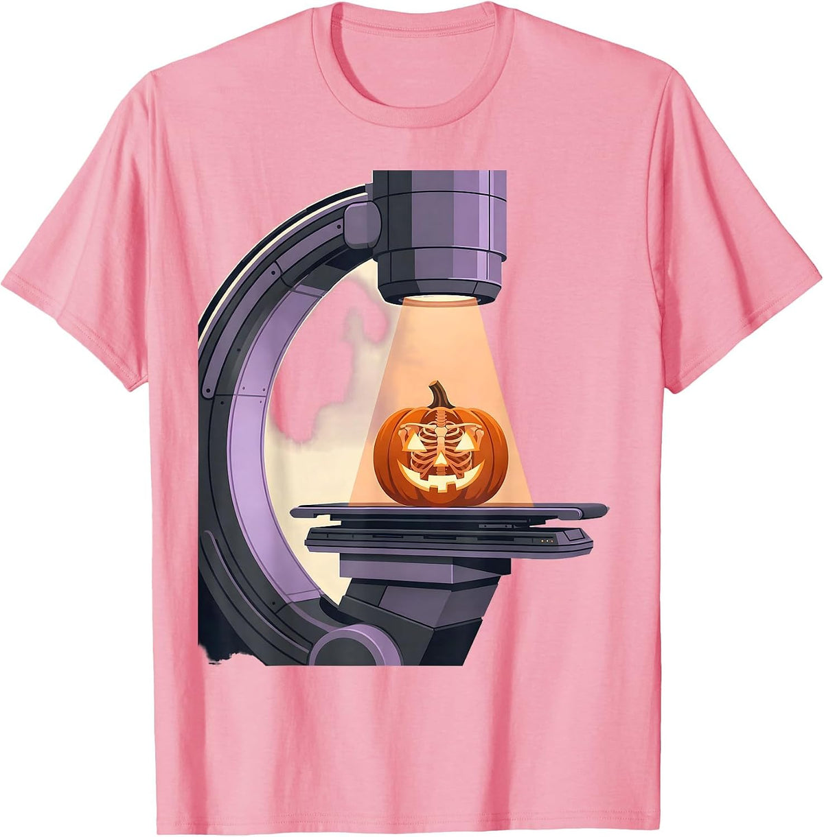 Men's C-Arm Halloween Radiology Tech Ghost Skeleton T-Shirt - Pink