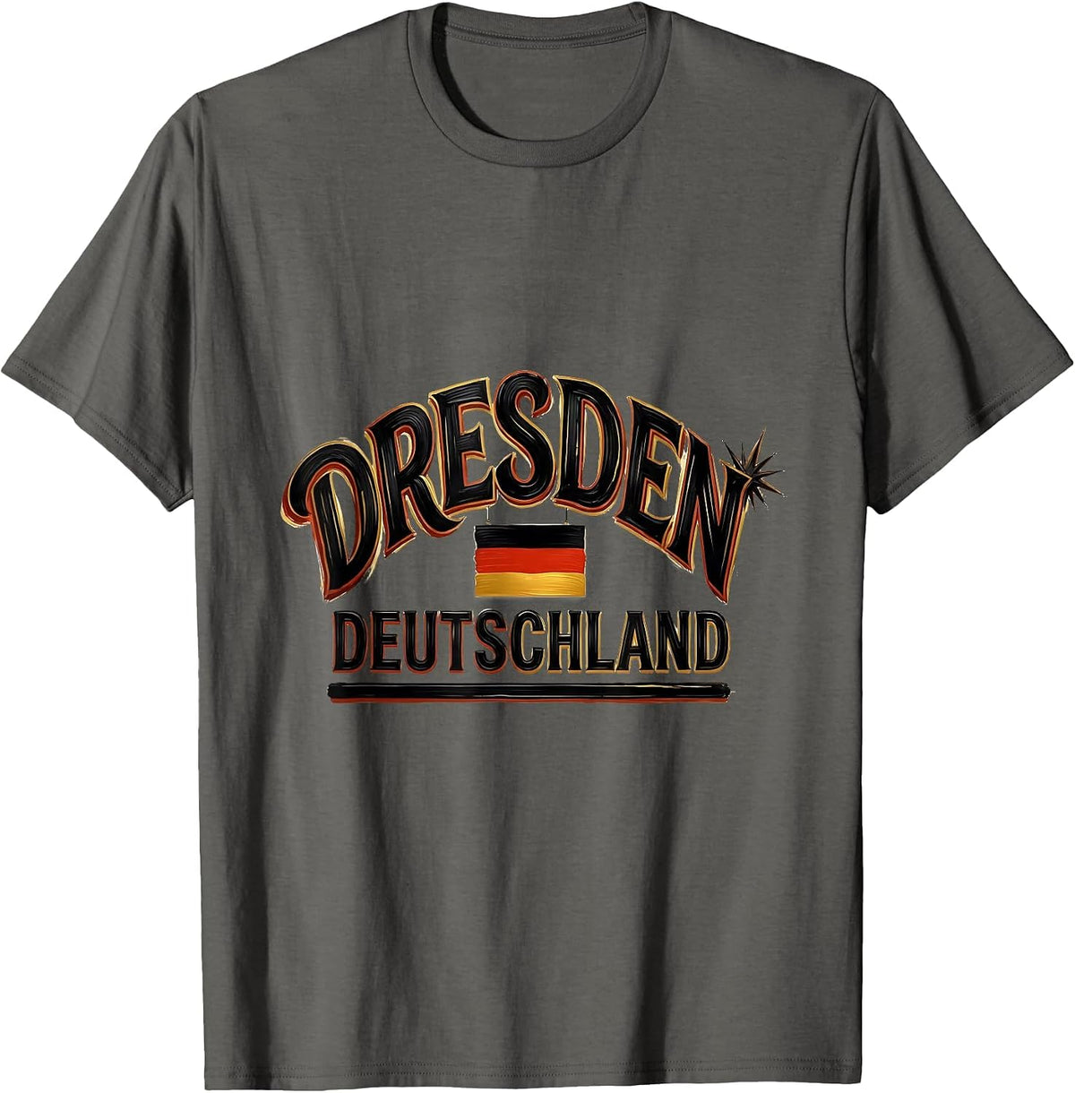 Dresden Deutschland Sign Painter Showcard German National T-Shirt - Asphalt Grey
