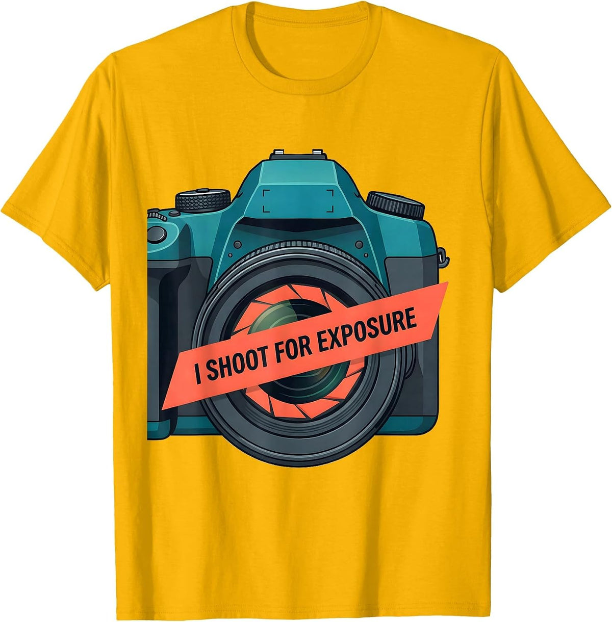 Men's I Shoot For Exposure Funny Photography Hobbyist Camera Gear T-Shirt - Golden Yellow