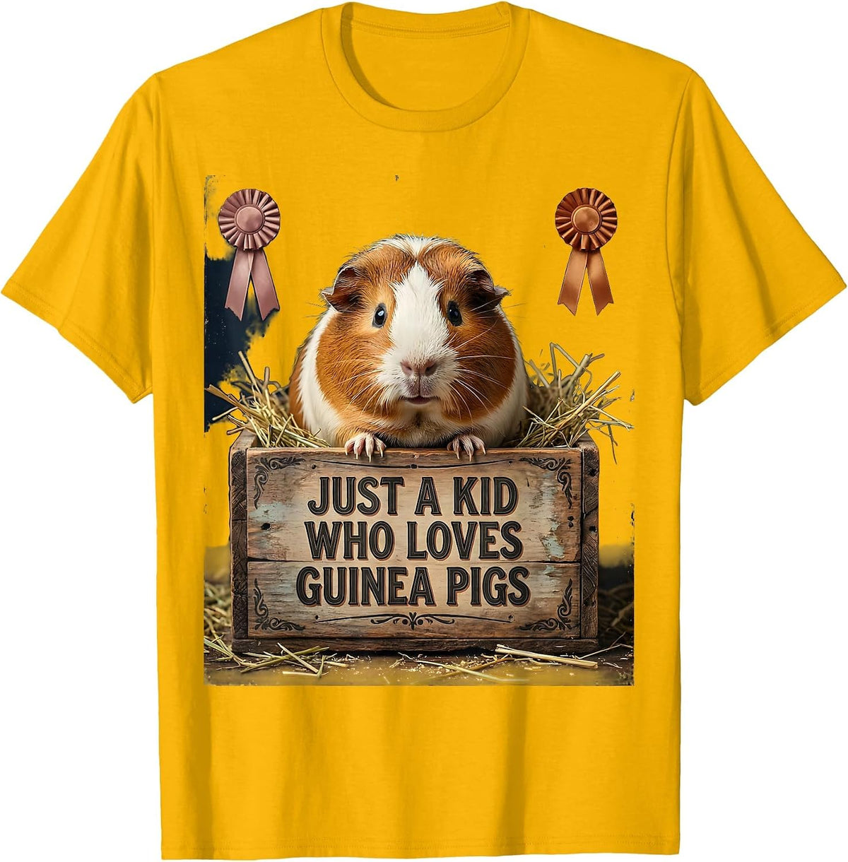 Just A Kid Who Loves Guinea Pigs Vintage Guinea Pig Lover T-Shirt - Golden Yellow