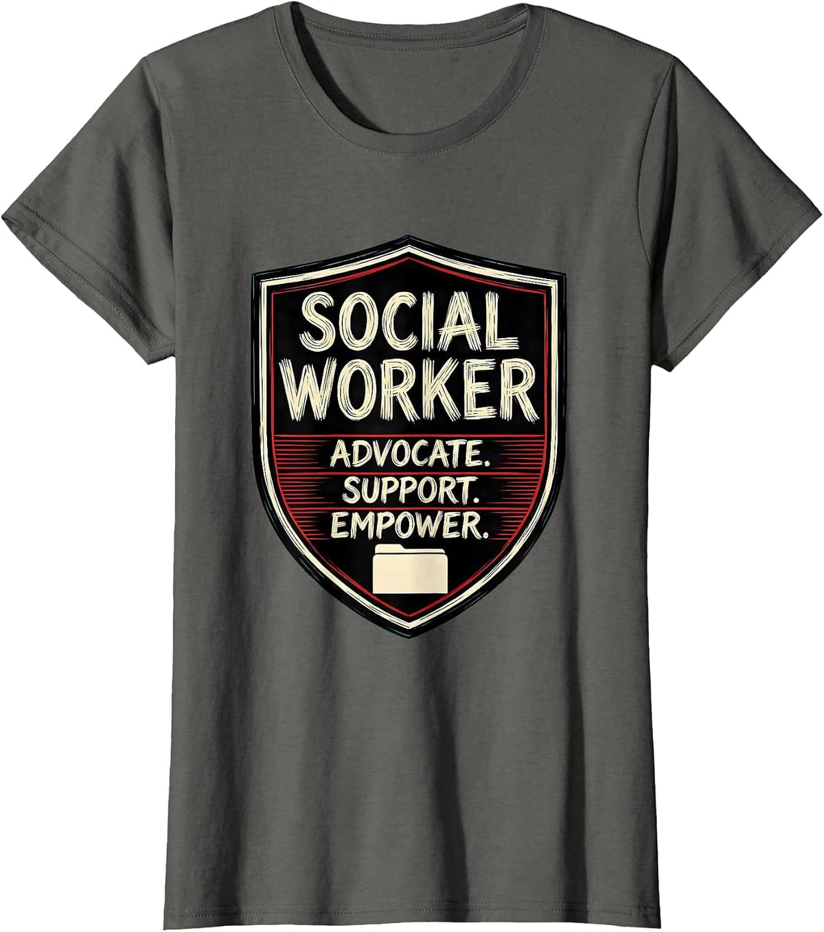 Women's SOCIAL WORKER ADVOCATE. SUPPORT. EMPOWER Professional T-Shirt - Asphalt Grey