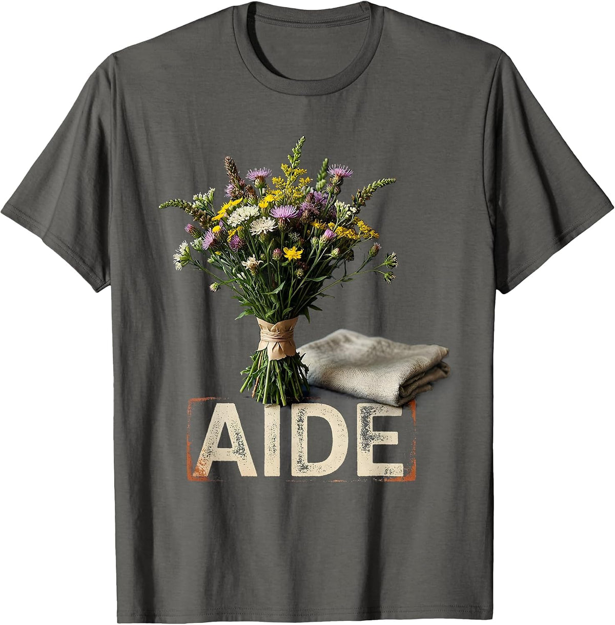 Men's Aide Rubber Stamp Teacher Appreciation Gift for School Staff T-Shirt - Asphalt Grey