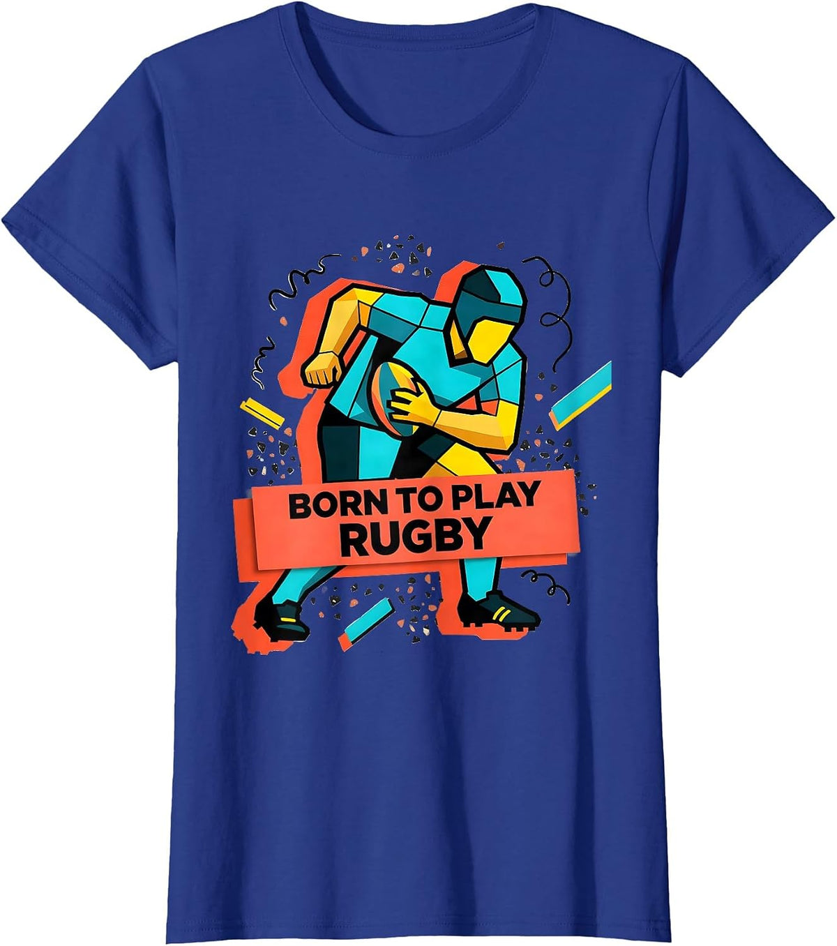 Women's Born to Play Rugby Graphic Design T-Shirt - Royal Blue