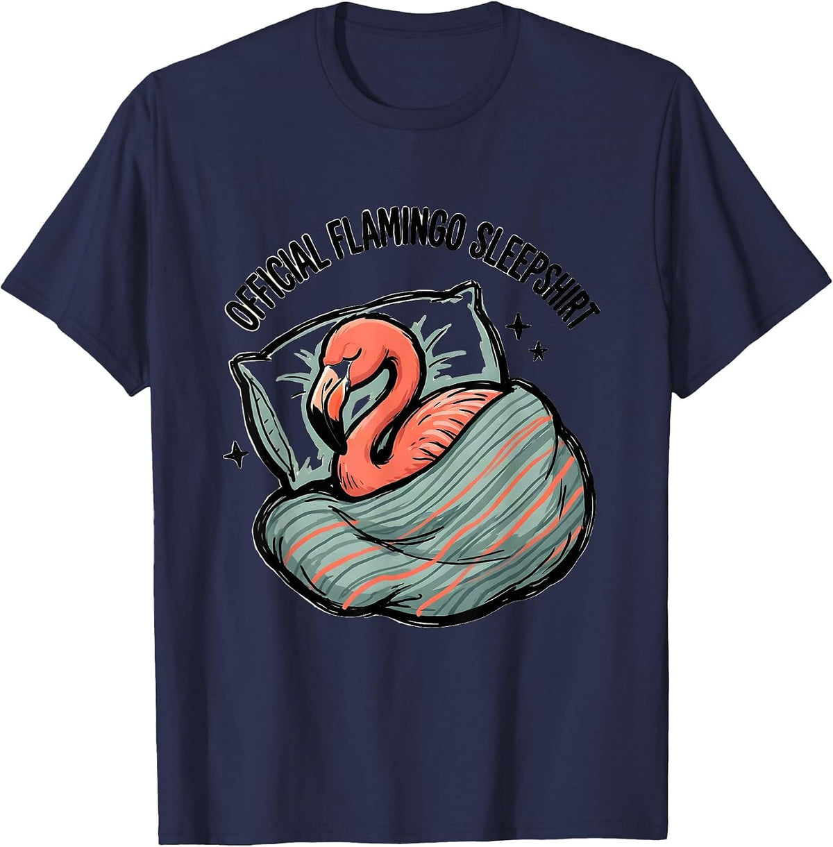 Men's Official Flamingo Sleepshirt Cute Animal Lover Lounge T-Shirt - Navy Blue