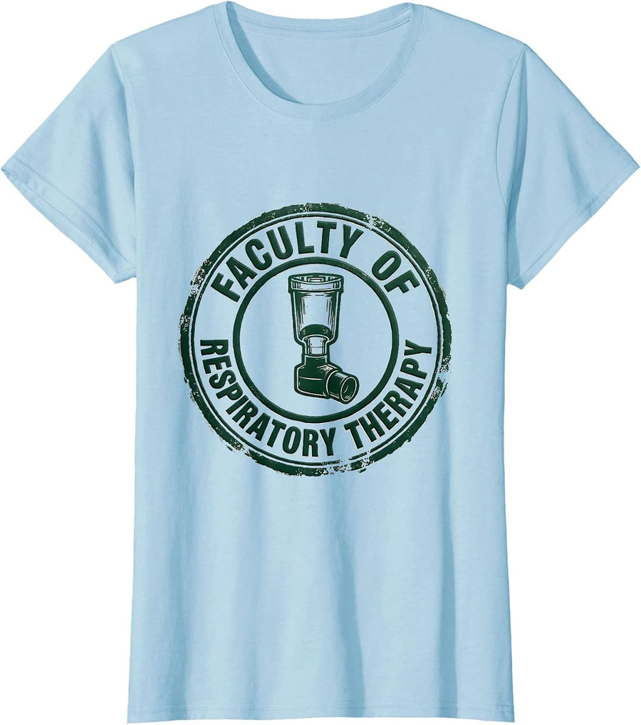 Women's Faculty of Respiratory Therapy Rubber Stamp Respiratory T-Shirt - Baby Blue