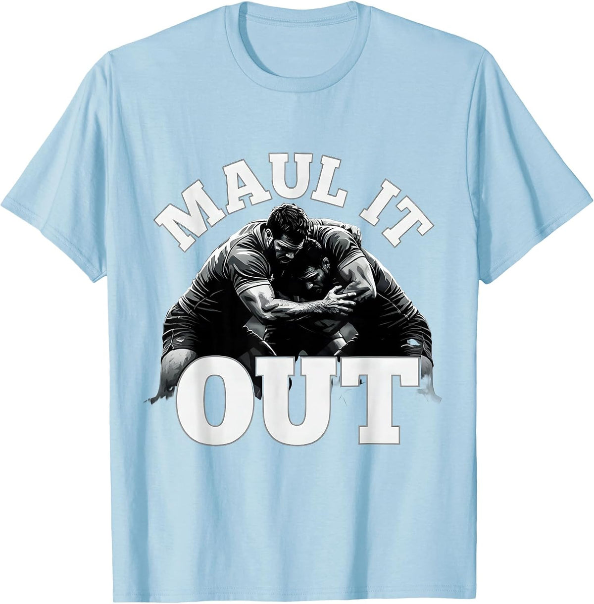 Men's Maul It Out Rugby Graphic Design T-Shirt - Baby Blue