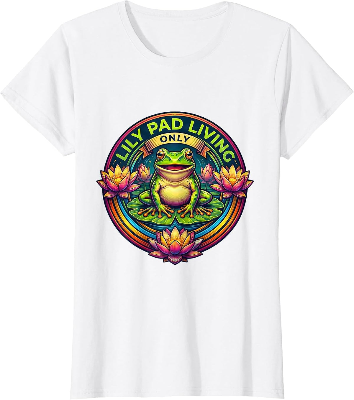 Lily Pad Living Only Frog Design T-Shirt - White