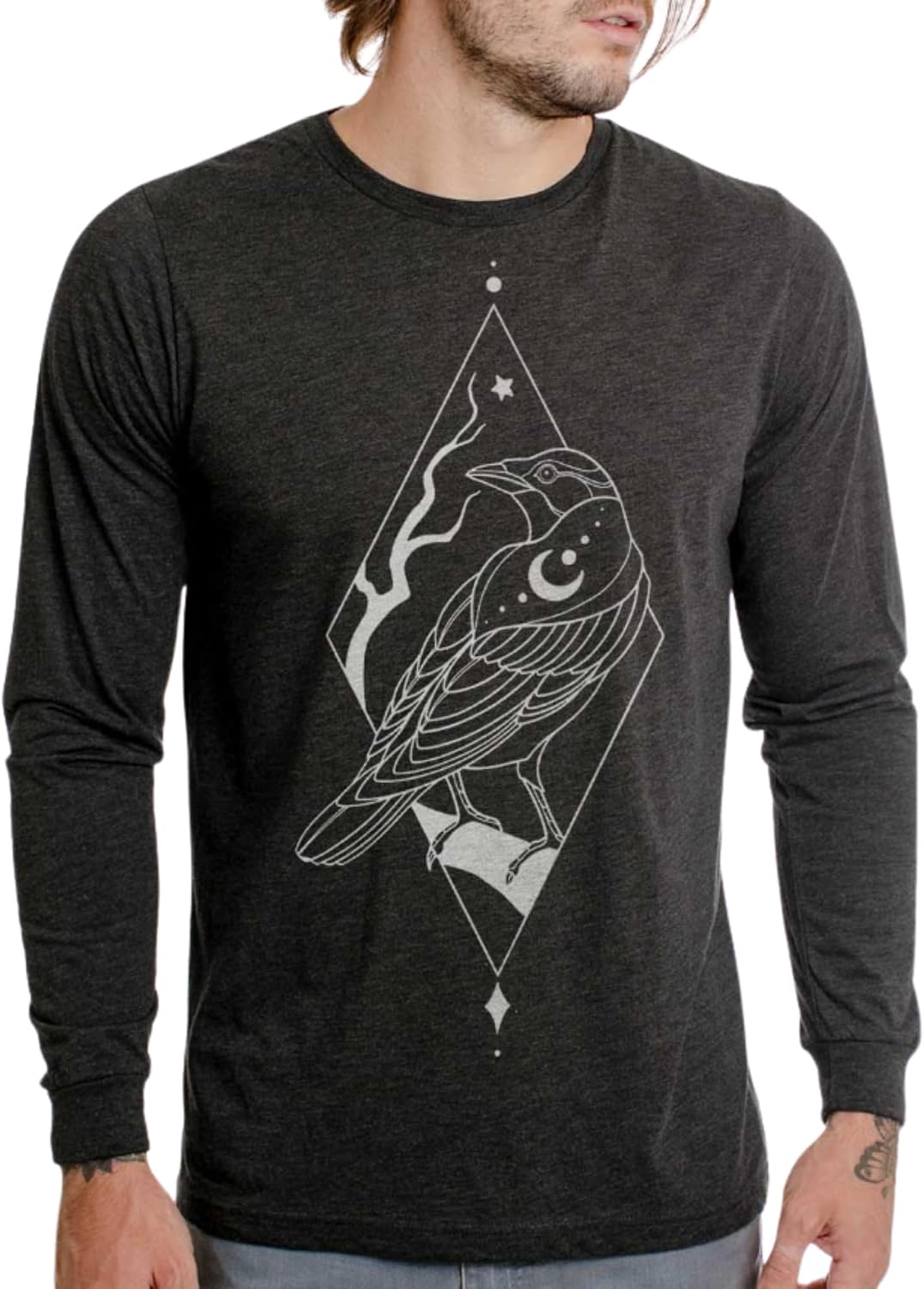 Curbside Clothing Men’s Graphic Long Sleeve T-Shirt – Artistic Designs, Shirt for Everyday Wear, Trendy Streetwear Style -