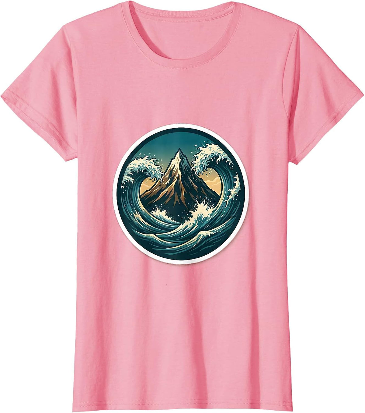 Women's It Is What It Is Mountain and Ocean Waves T-Shirt - Pink
