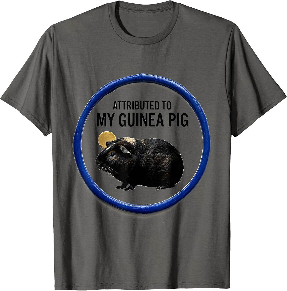 Men's Attributed To My Guinea Pig Pet Lover Art Portrait T-Shirt - Asphalt Grey