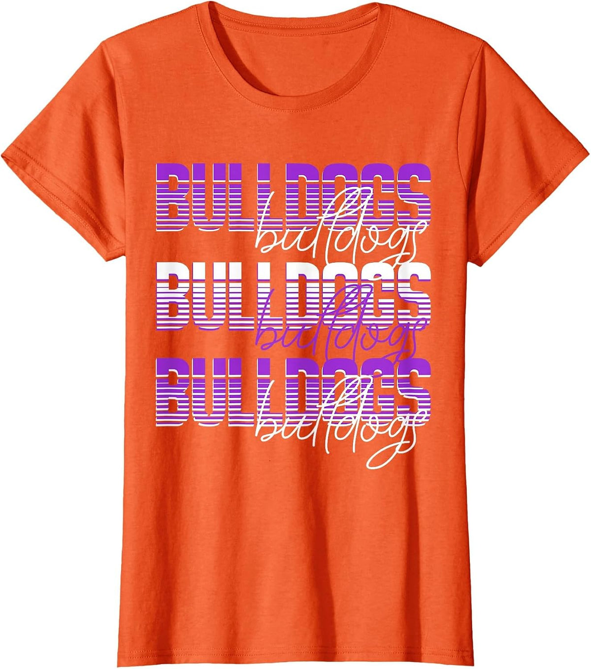 Bulldogs School Spirit Purple Bulldog Pride Game Day Mascot T-Shirt - Orange