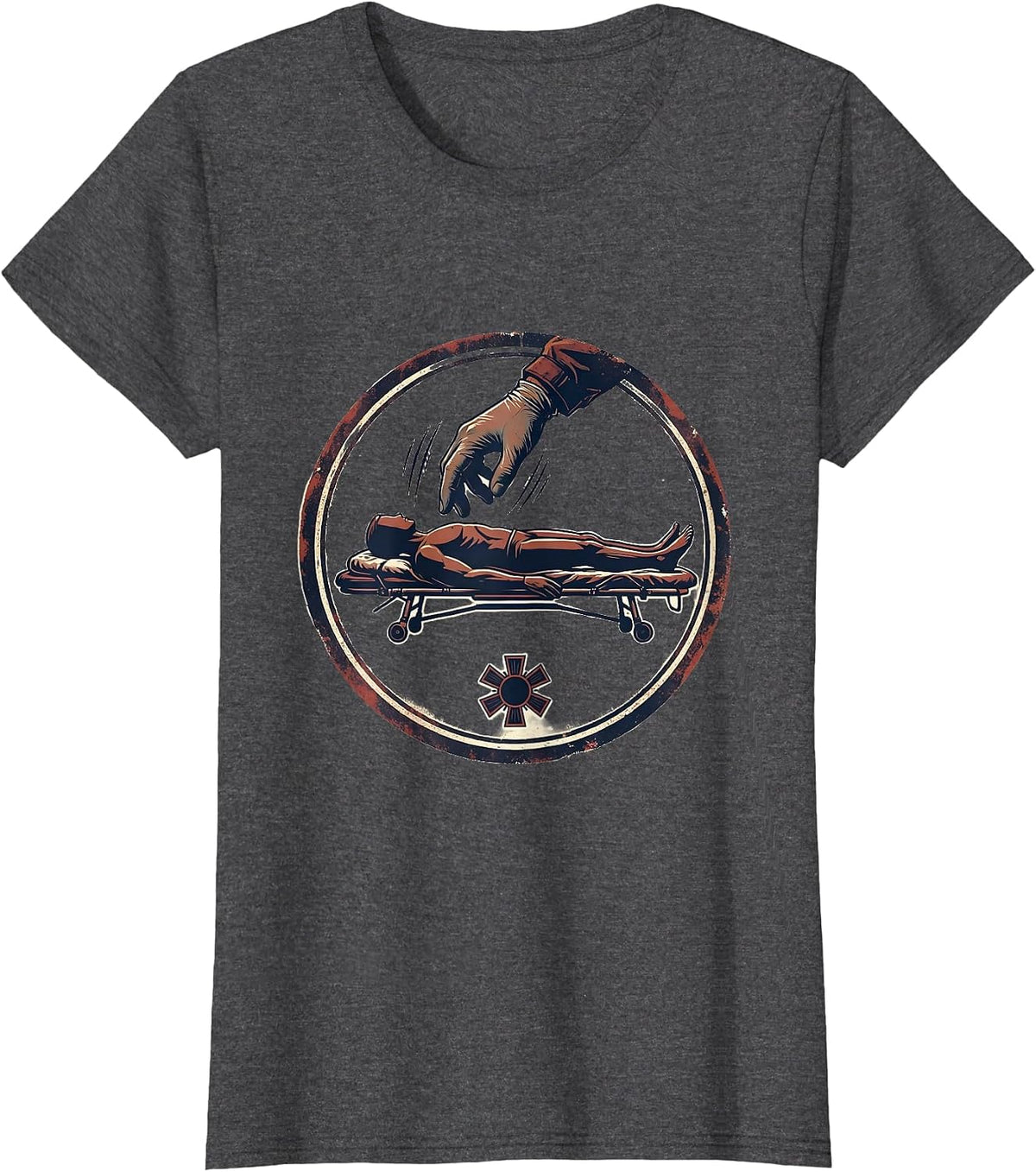 Women's Paramedic Mannequin Gag Vintage EMT Humor T-Shirt - Dark Heather Grey