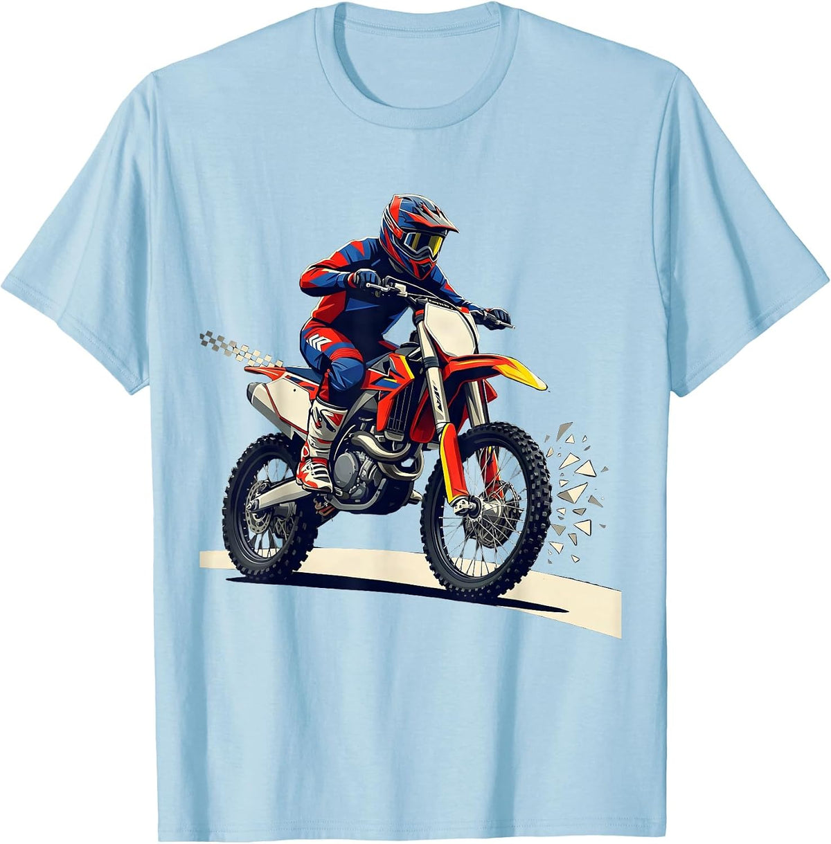 Men's Motocross Rider Racing Livery Dirt Bike Casual T-Shirt - Baby Blue