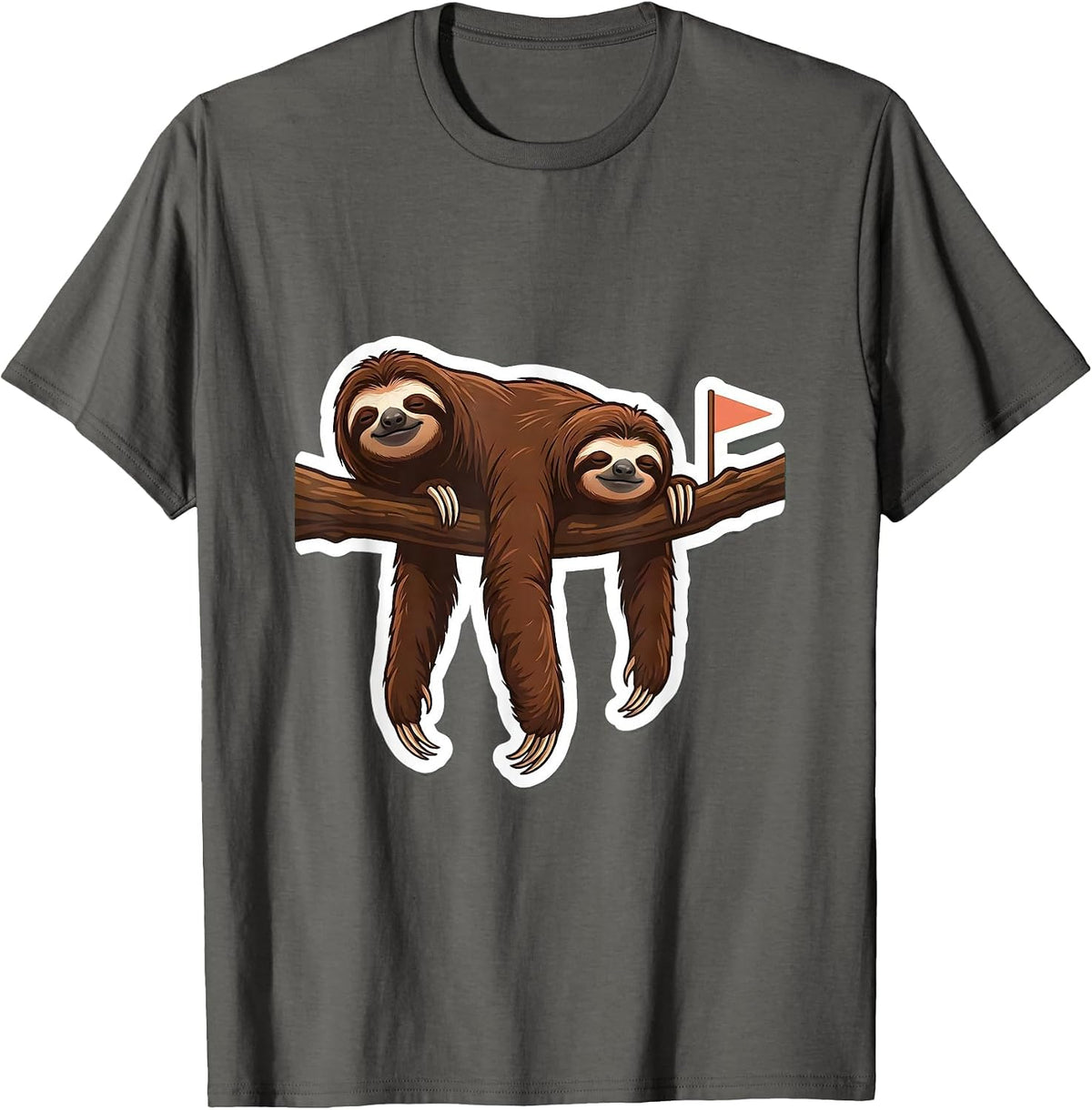 Slack Sloth Sticker Style Funny Animal Lover Gift T-Shirt - Asphalt Grey