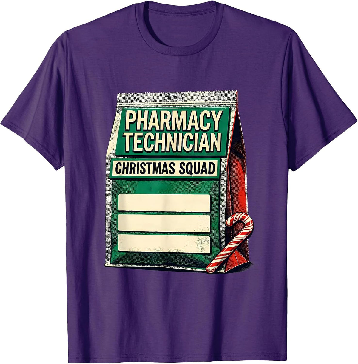 Pharmacy Technician Christmas Squad Funny Matching Holiday T-Shirt - Purple