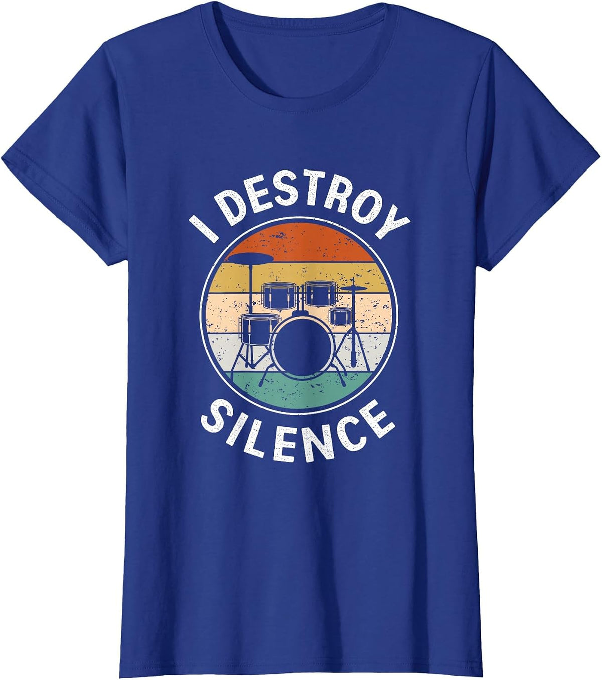 I Destroy Silence Tee Shirts Drum Lovers T-Shirt - Royal Blue