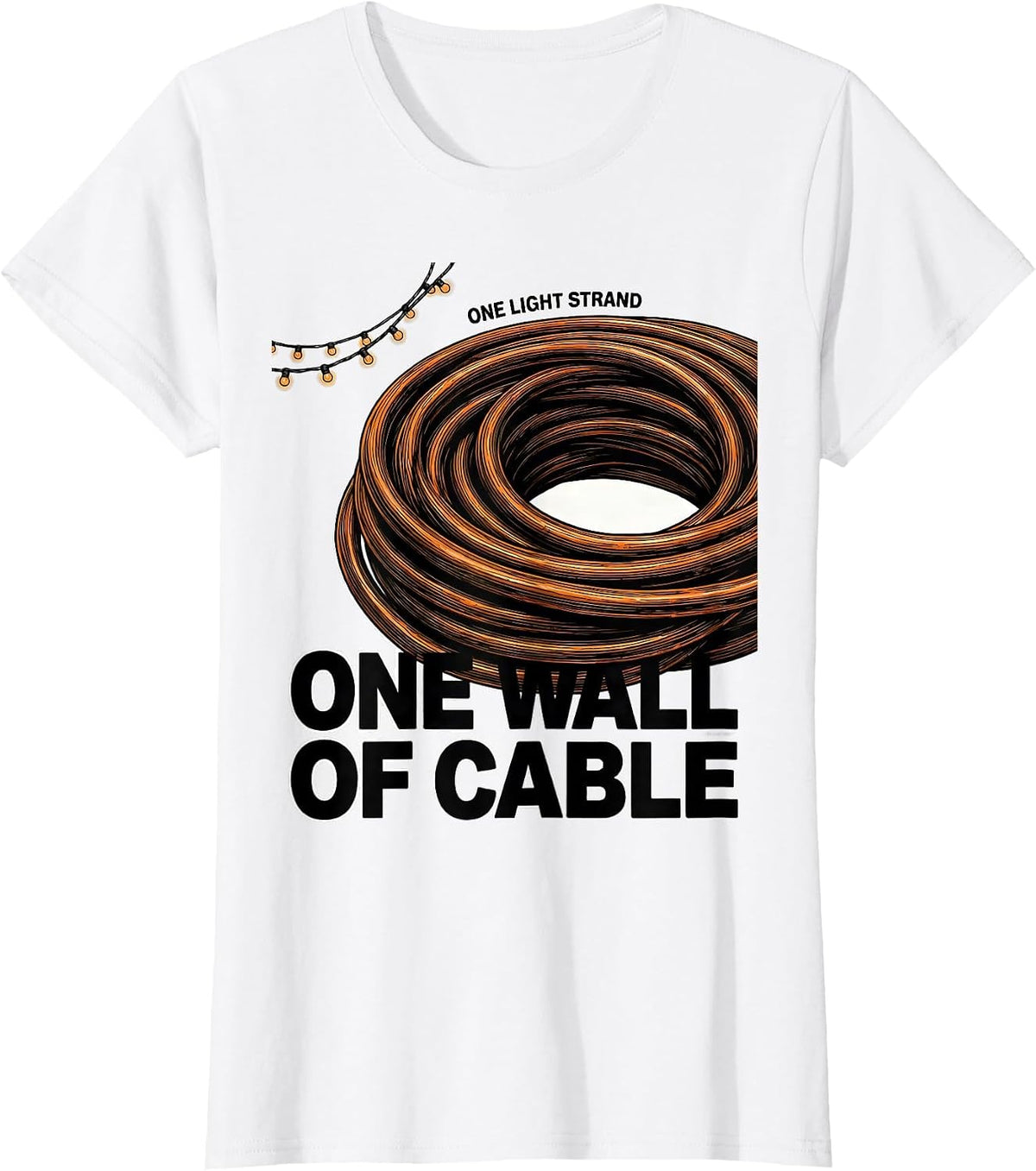 Women's One Light Strand One Wall Of Cable Brutalist Heavy Metal T-Shirt - White