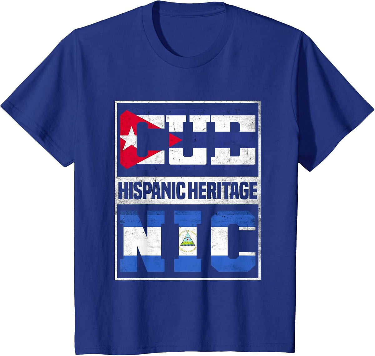 Proud Cuban Nicaraguan Hispanic Heritage Month T-Shirt - Royal Blue