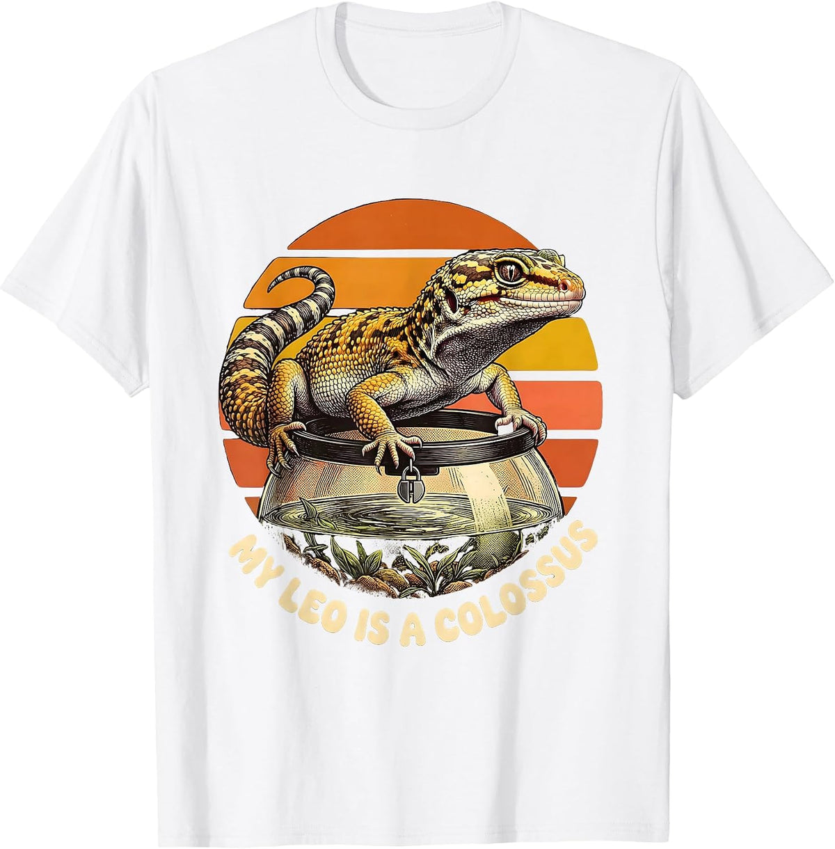 Men's My Leo Is A Colossus Retro 70s Funny Leopard Gecko Owner T-Shirt - White