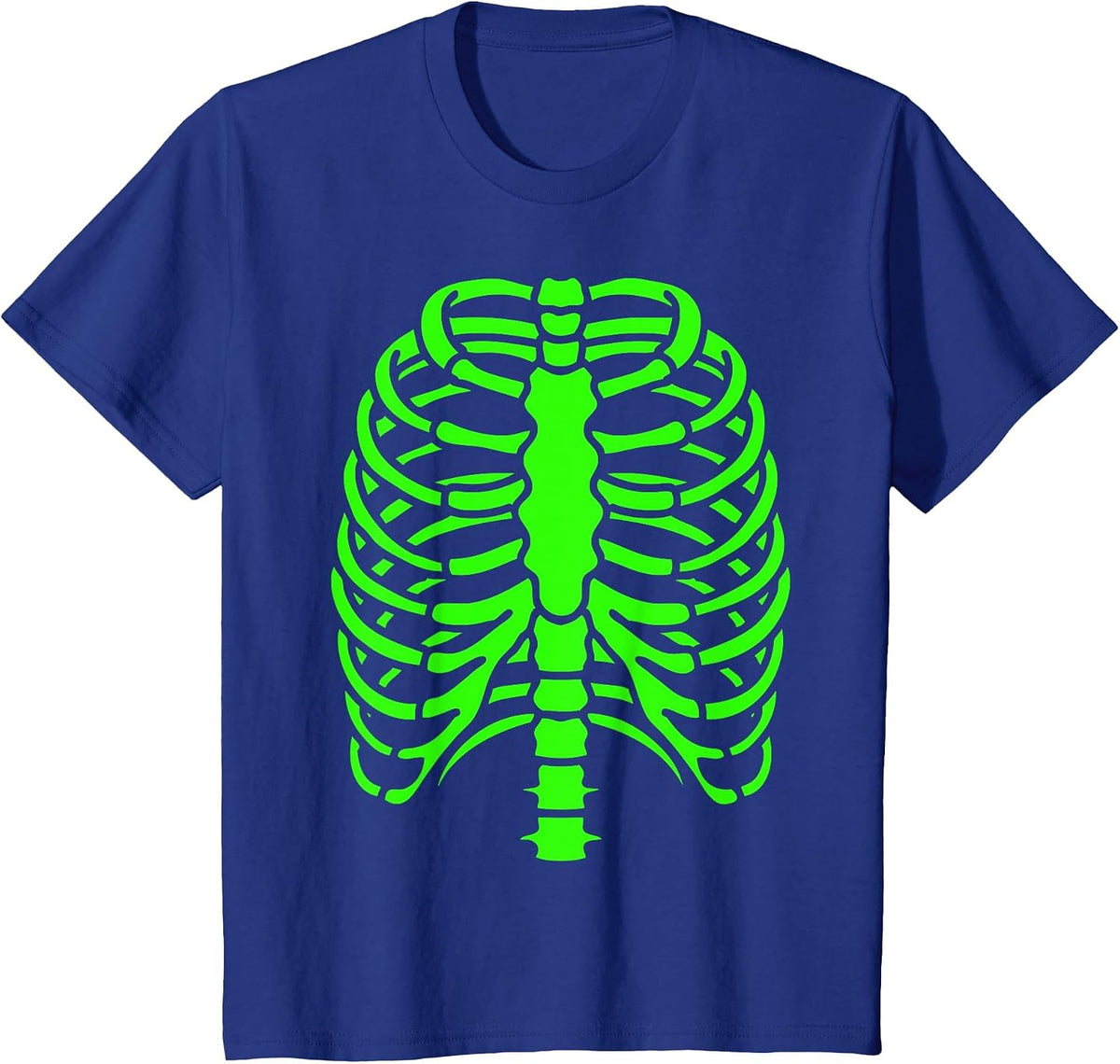 Fun Cool Green Skeleton Rib Cage Halloween T-Shirt - Royal Blue