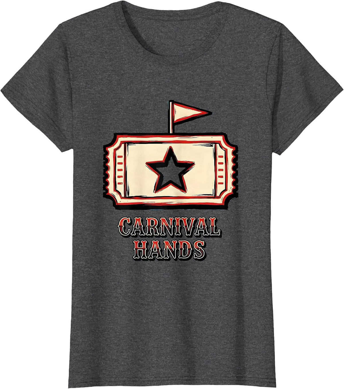 Women's Carnival Hands Sign Painter Showcard Circus Crew Birthday T-Shirt - Dark Heather Grey