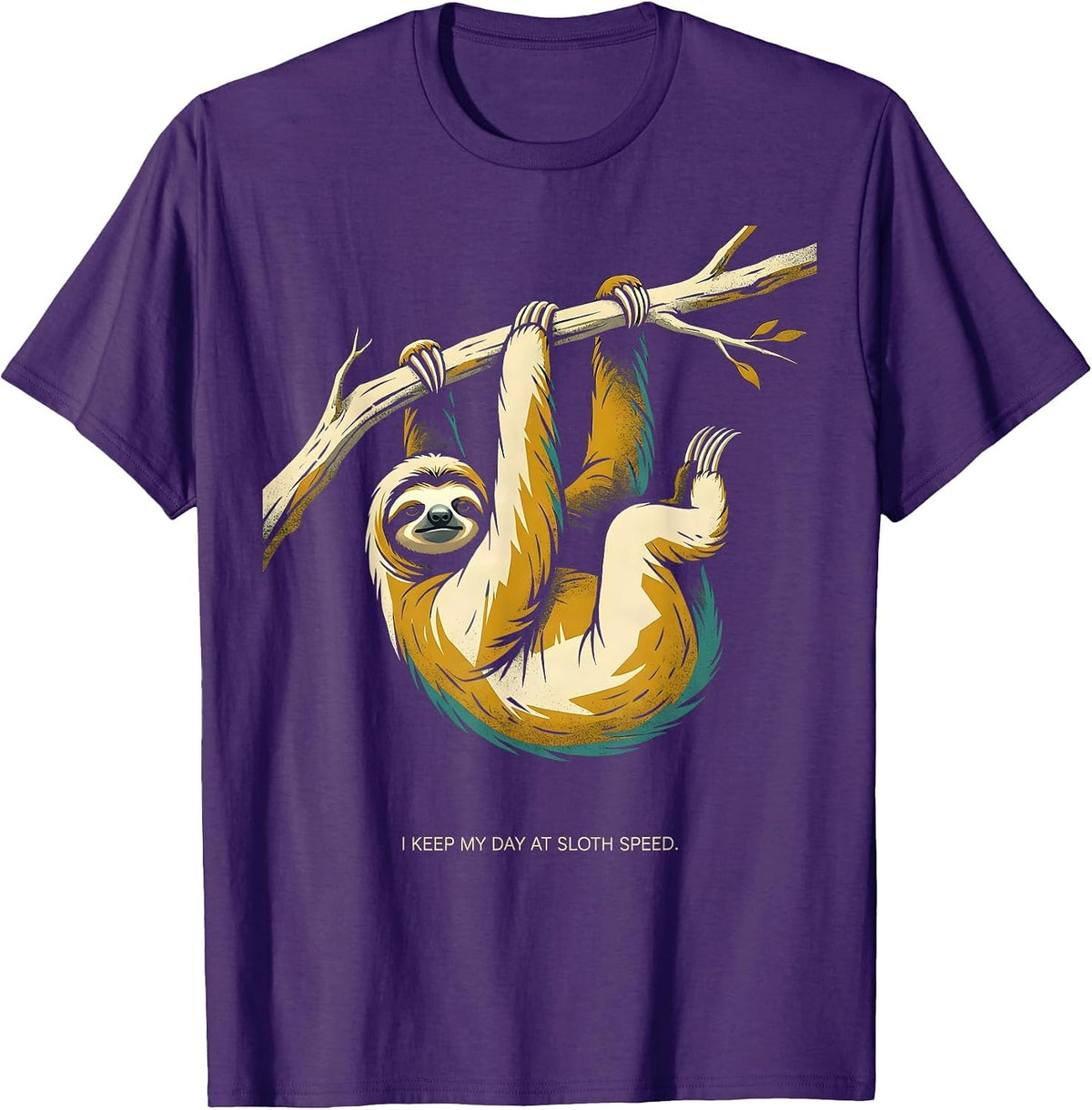 I Keep My Day At Sloth Speed Funny Sloth Lover Humor T-Shirt - Purple