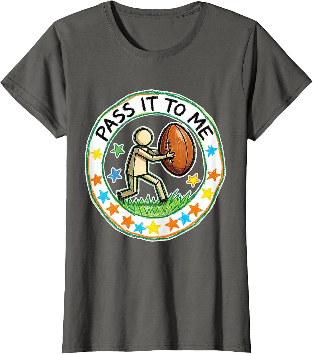 Women's Pass It To Me Rugby Graphic Design T-Shirt - Asphalt Grey