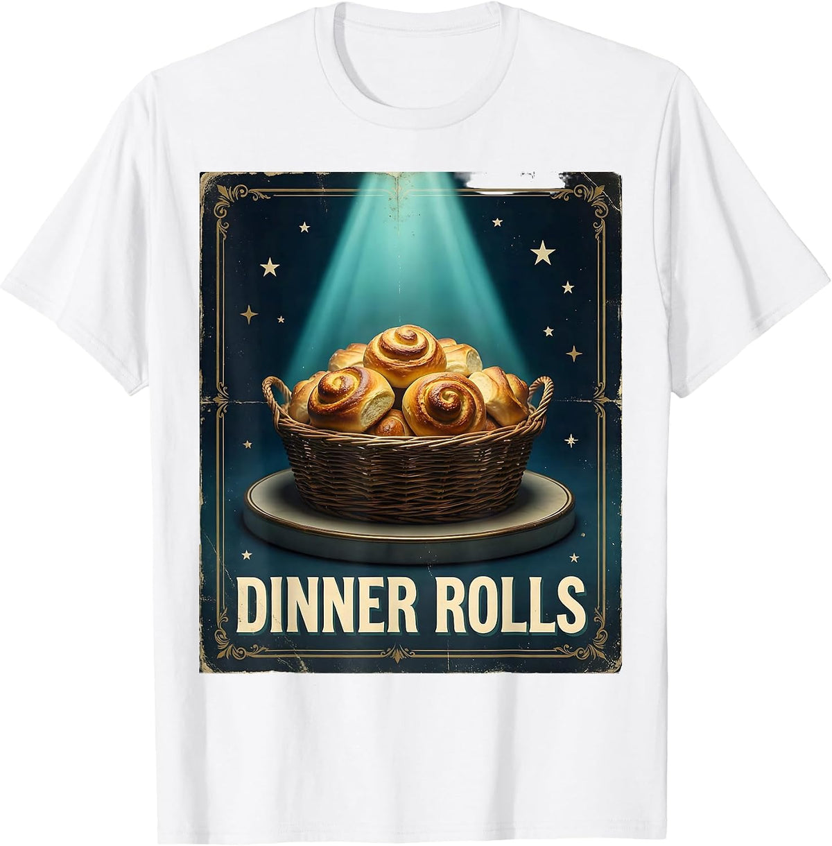 Men's Dinner Rolls Vintage Thanksgiving Bootleg Rap Tee Parody T-Shirt - White