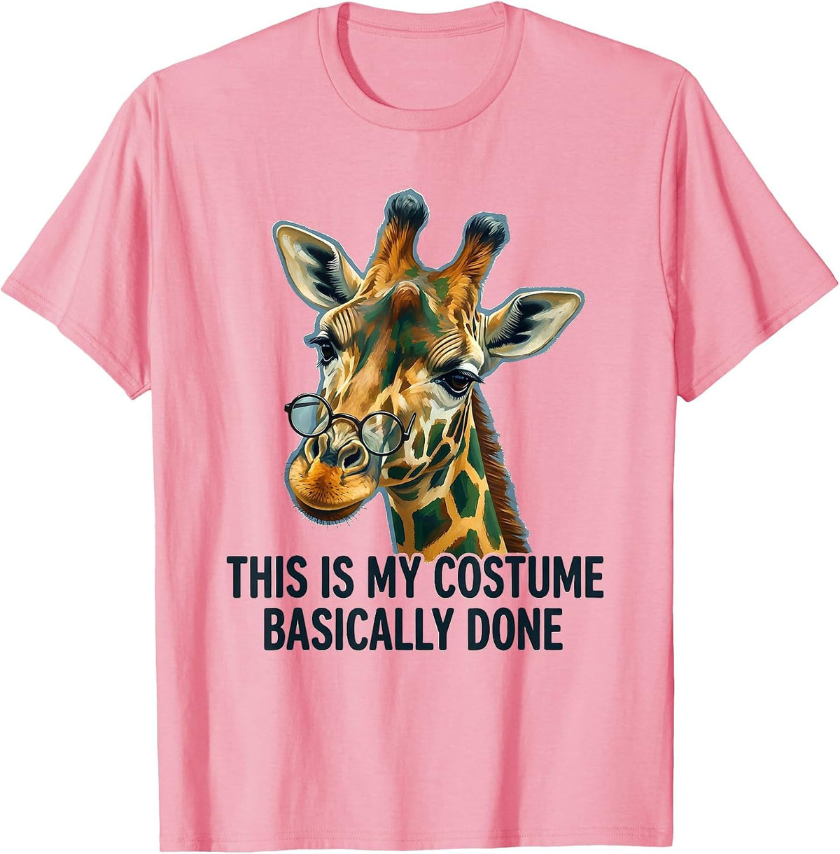 Men's This Is My Costume Basically Done Funny Giraffe Sunglasses T-Shirt - Pink