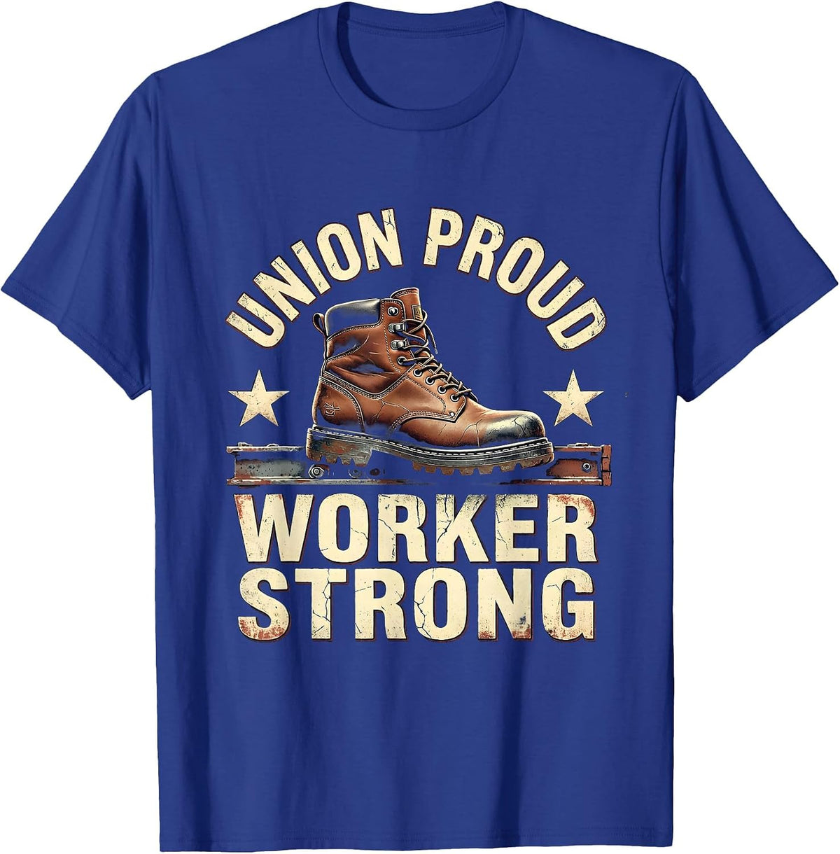 Men's Union Proud Worker Strong Distressed Union Worker Labor Day T-Shirt - Royal Blue