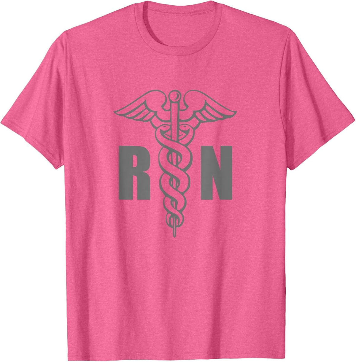 RN Nurse Medical Symbol Caduceus Nursing Grey Design T-Shirt - Pink Heather