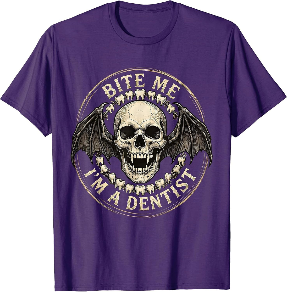 Men's Bite Me I'm A Dentist Halloween Design T-Shirt - Purple