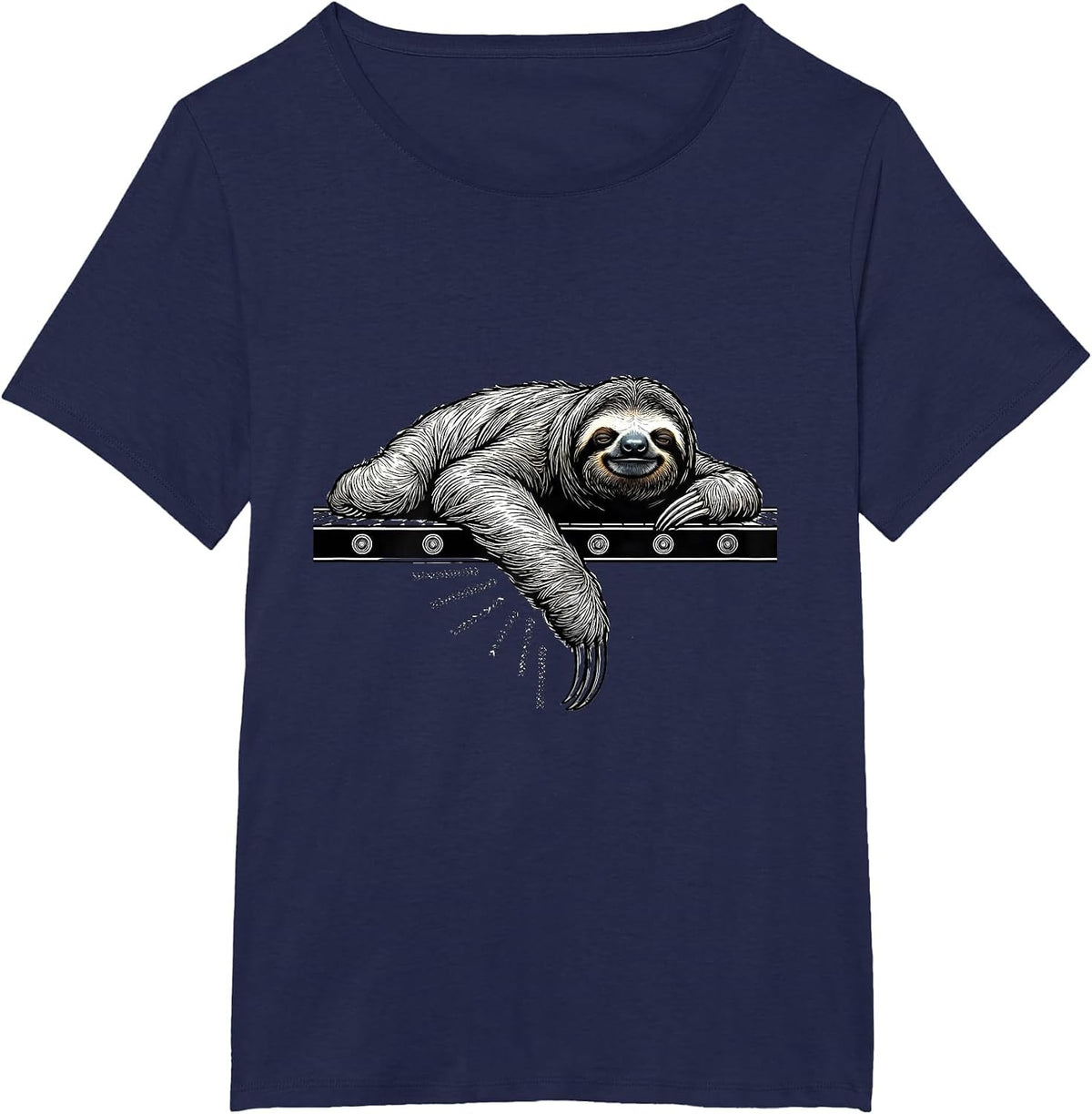 Women's Contour Sloth Funny Sloth Lover Animal Humor Gift T-Shirt - Navy Blue