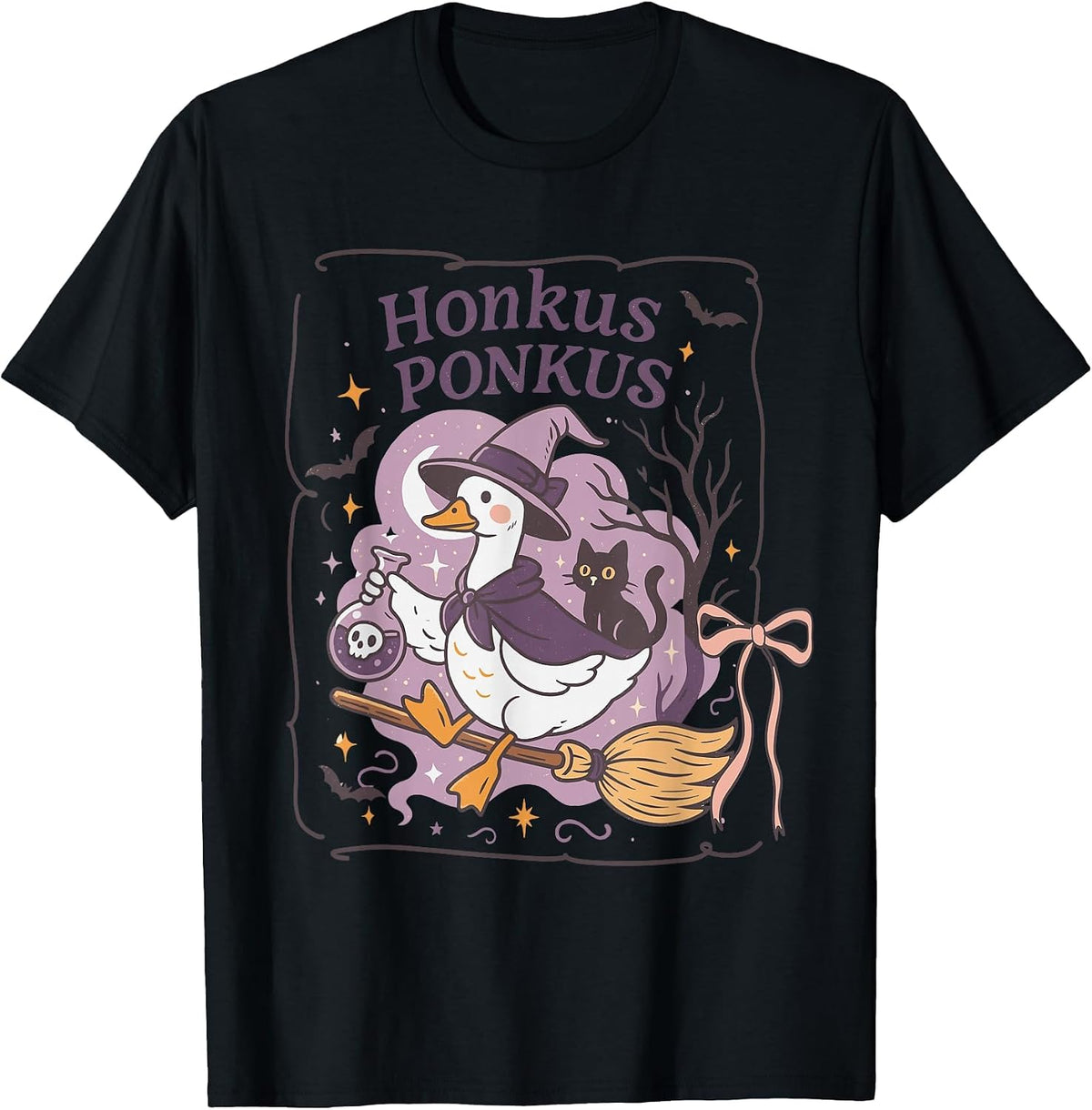 Honkus Ponkus Funny Goose Halloween T-Shirt - Black