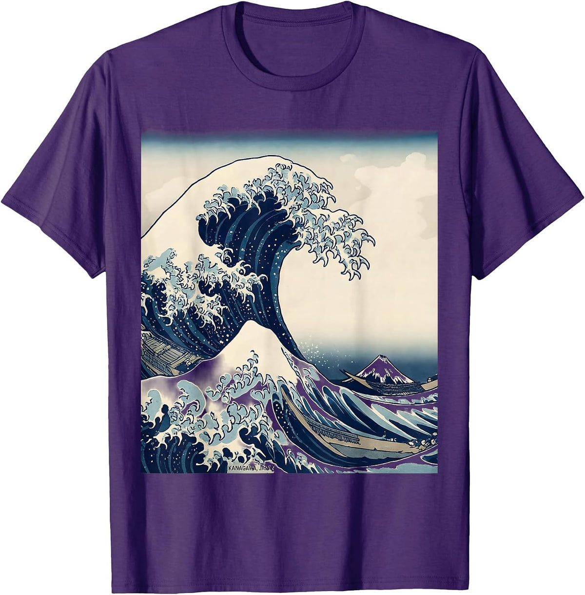 Kanagawa Japan Ukiyo-e Great Wave Art Tribute T-Shirt - Purple