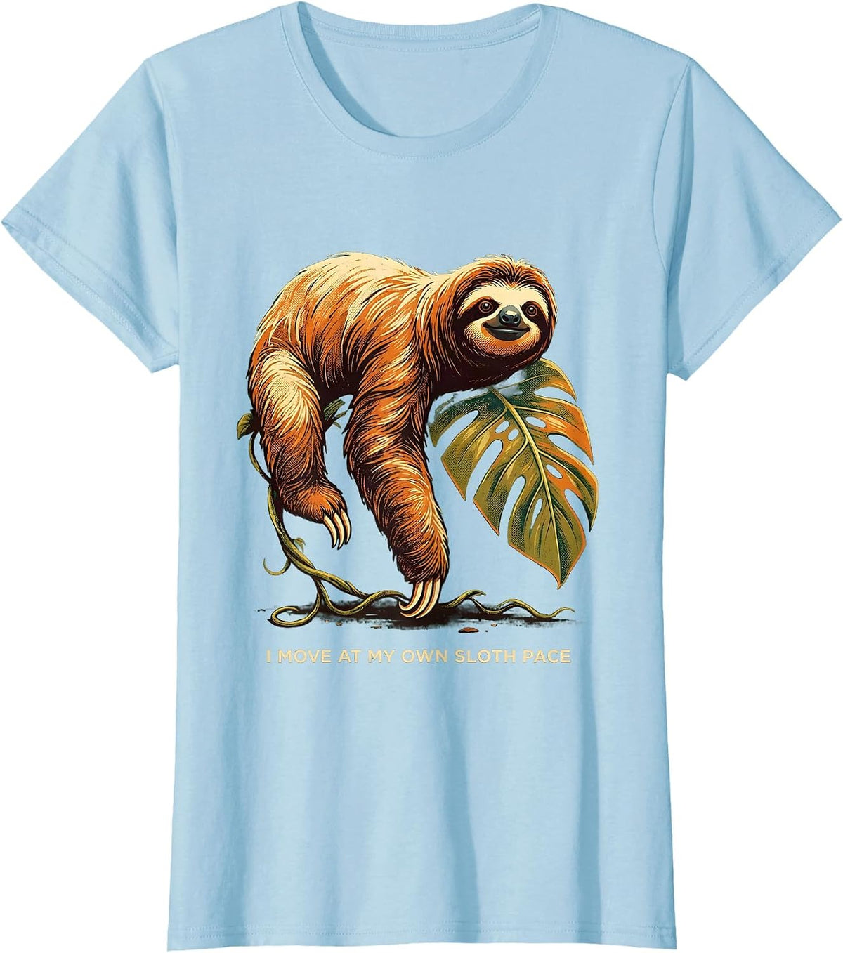 Women's I Move At My Own Sloth Pace Funny Sloth Lover Gift T-Shirt - Baby Blue