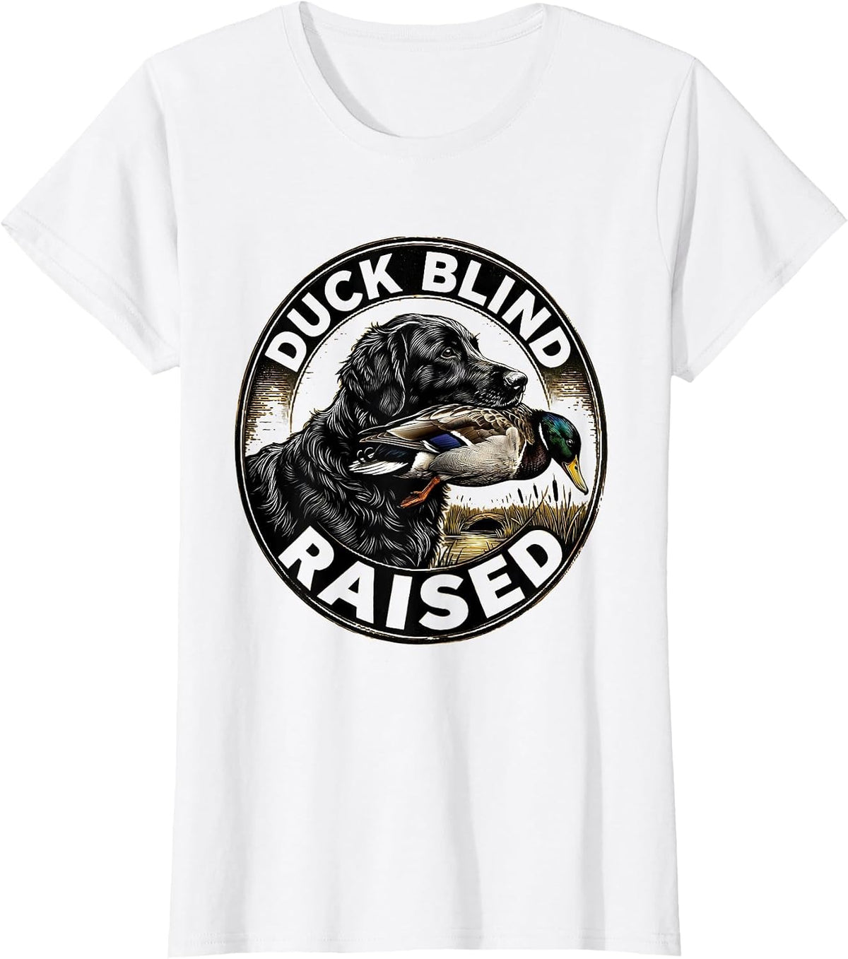 Duck Blind Raised Scratchboard Hunting Dog Waterfowl Youth T-Shirt - White