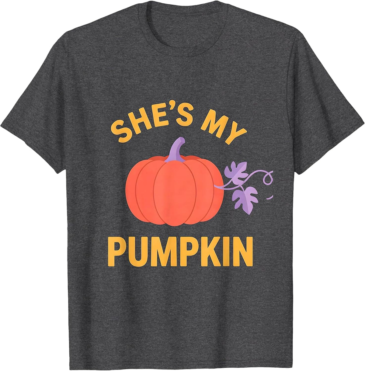 She's My Pumpkin Funny Matching Halloween Couples Boyfriend T-Shirt - Dark Heather Grey