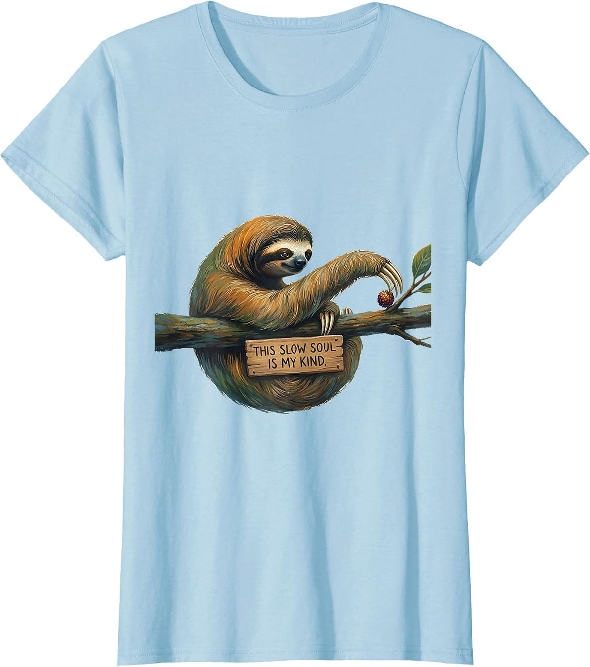Women's This Slow Soul Is My Kind Funny Sloth Lover Novelty Gift T-Shirt - Baby Blue