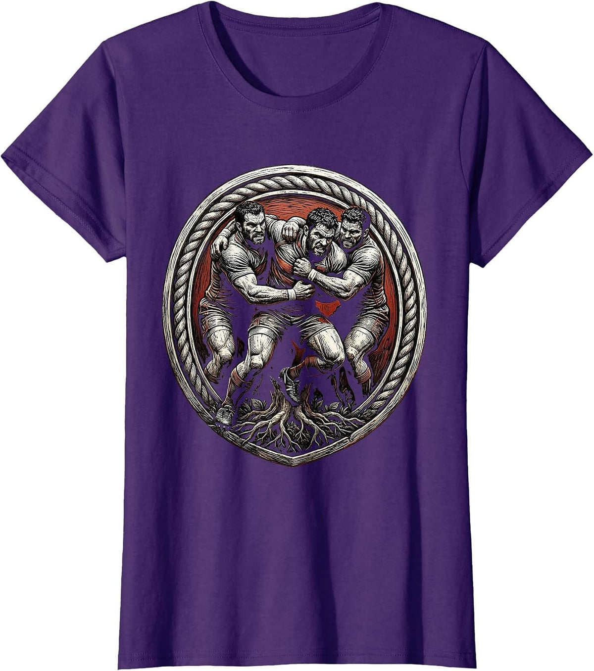 Women's Rugby Maul Formation Graphic Illustration T-Shirt - Purple