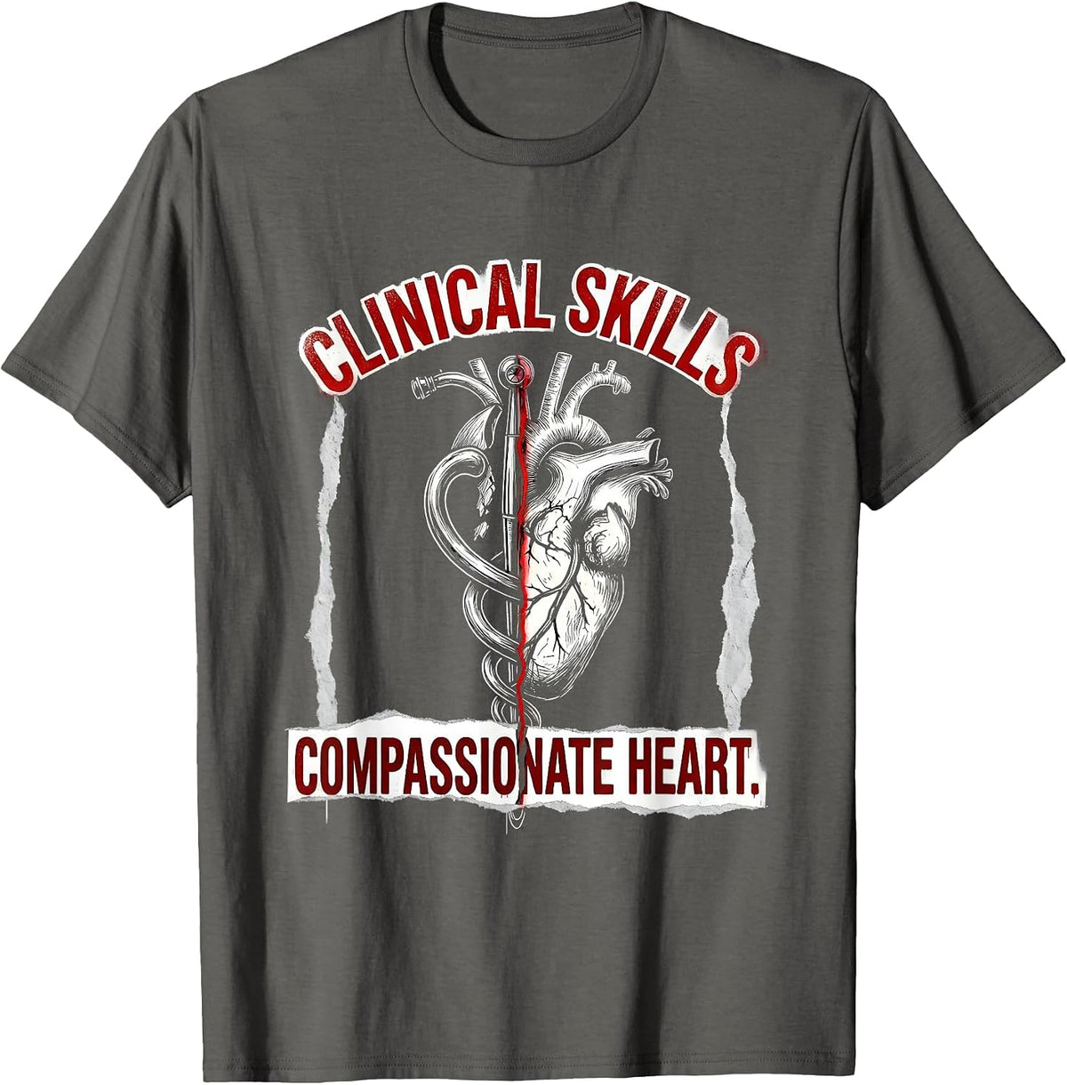 Clinical Skills Compassionate Heart Medical Assistant T-Shirt - Asphalt Grey