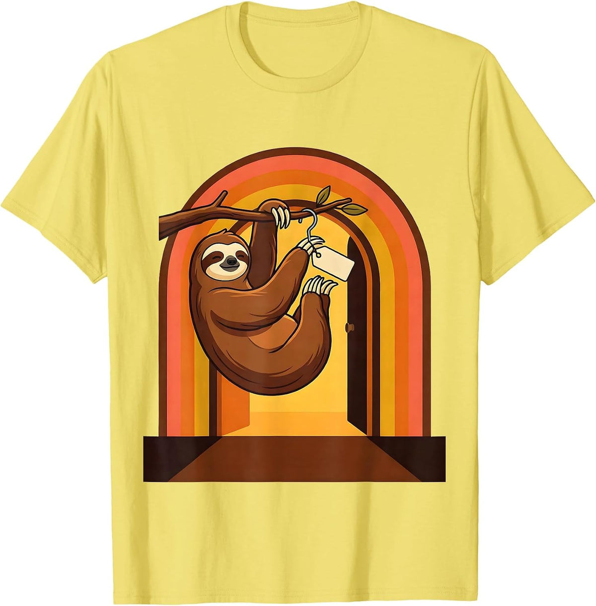 Men's Broad Sloth Retro 70s Humor Gift for Sloth Lovers T-Shirt - Lemon Yellow