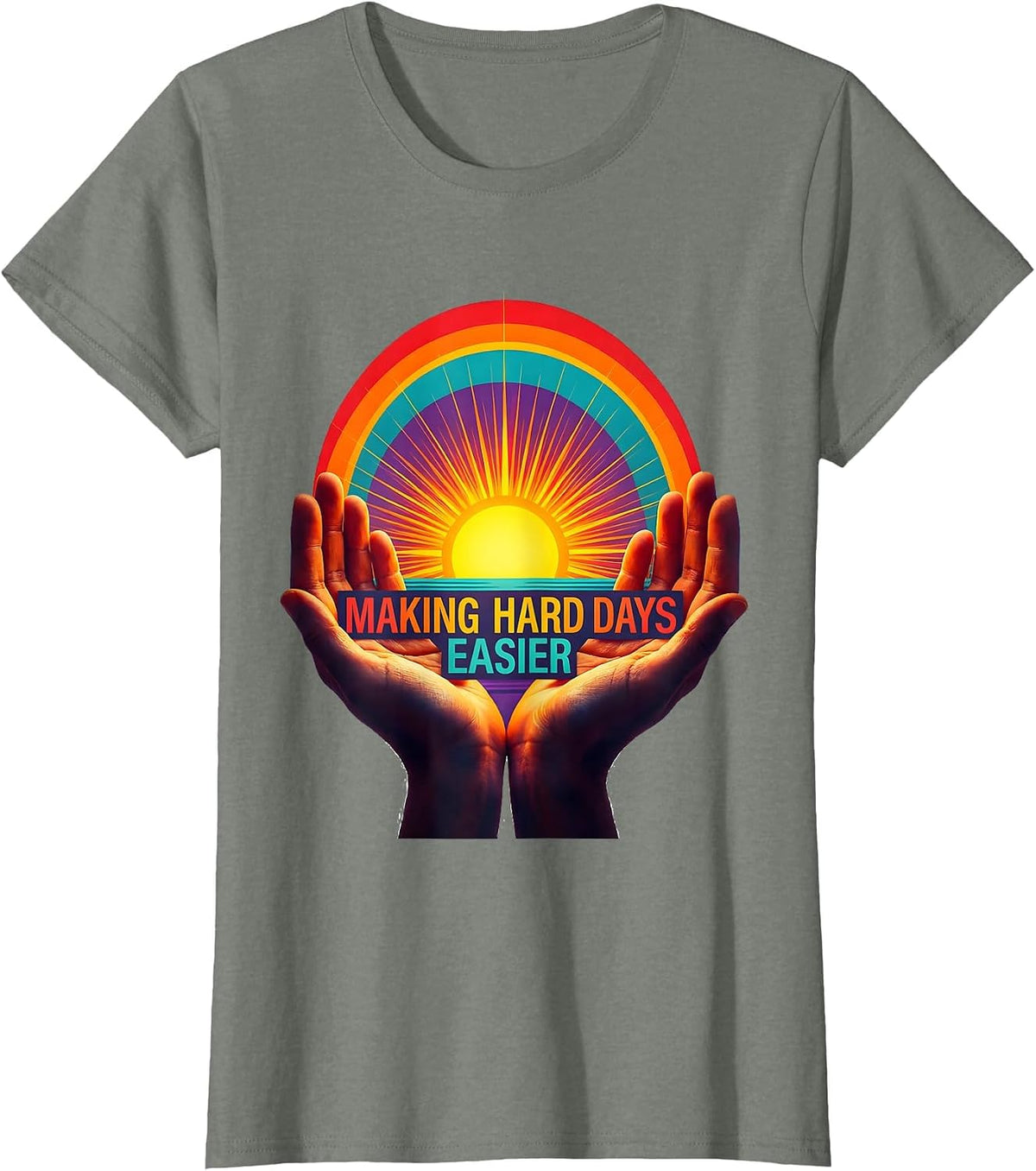 Making Hard Days Easier Social Worker Design T-Shirt - Olive Heather