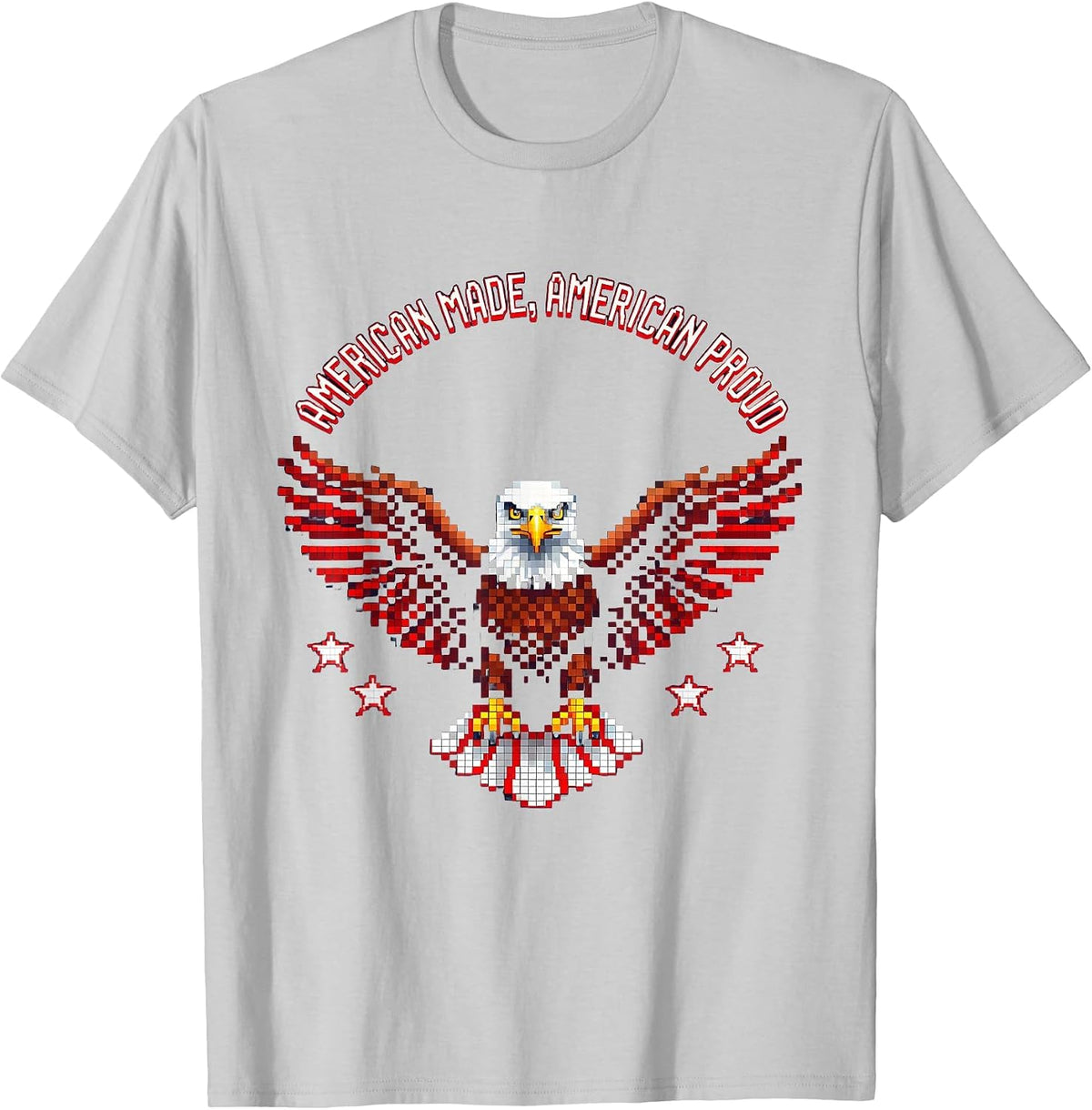 Men's American Made American Proud Patriotic Design T-Shirt - Silver Grey